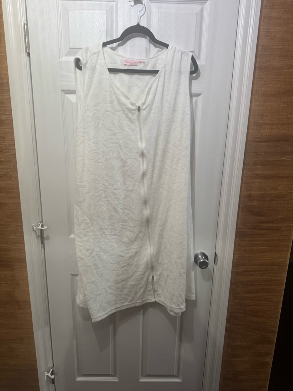White Sleeveless Zip-Front Robe or   coverup Dress